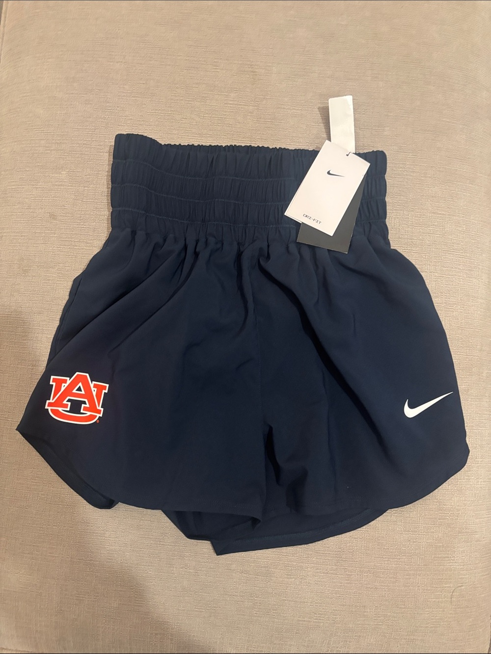 Nike Women's Navy Athletic Shorts with Auburn and White Swoosh